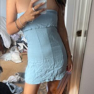 Strapless Blue Mini Dress